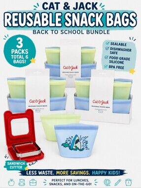 Back to School Lunch Bundle – Cat & Jack Reusable Snack Bags + Sandwich Sealer